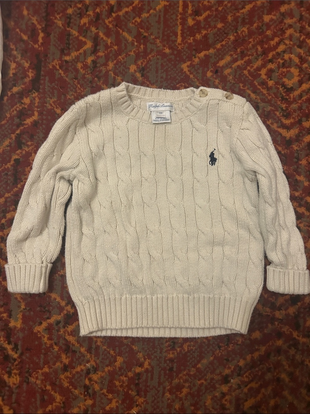 Polo Ralph Lauren Baby Boy Cable-Knit Cotton Sweater - Cream - 12 Months